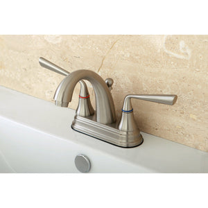 Silver Sage KS7618ZL Two-Handle 3-Hole Deck Mount 4" Centerset Bathroom Faucet with Brass Pop-Up, Brushed Nickel