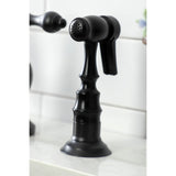 English Country KS7750ALBS Two-Handle 3-Hole Deck Mount Bridge Kitchen Faucet with Brass Sprayer, Matte Black