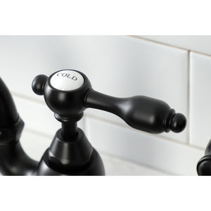 Tudor KS7750TALBS Two-Handle 3-Hole Deck Mount Bridge Kitchen Faucet with Brass Sprayer, Matte Black