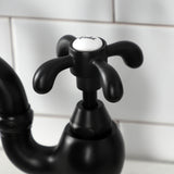 French Country KS7750TXBS Two-Handle 3-Hole Deck Mount Bridge Kitchen Faucet with Brass Sprayer, Matte Black