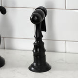 French Country KS7750TXBS Two-Handle 3-Hole Deck Mount Bridge Kitchen Faucet with Brass Sprayer, Matte Black