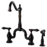 Heirloom KS7755BALBS Two-Handle 3-Hole Deck Mount Bridge Kitchen Faucet with Brass Sprayer, Oil Rubbed Bronze