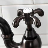 French Country KS7755TXBS Two-Handle 3-Hole Deck Mount Bridge Kitchen Faucet with Brass Sprayer, Oil Rubbed Bronze