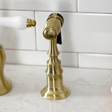 Bel-Air KS7757BPLBS Two-Handle 3-Hole Deck Mount Bridge Kitchen Faucet with Brass Sprayer, Brushed Brass