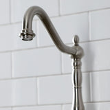 English Country KS7758AXBS Two-Handle 3-Hole Deck Mount Bridge Kitchen Faucet with Brass Sprayer, Brushed Nickel