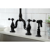 English Country KS7790ALBS Deck Mount Bridge Kitchen Faucet with Brass Sprayer, Matte Black