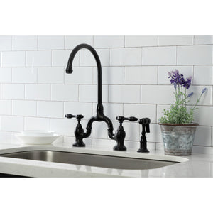 Tudor KS7790TALBS Deck Mount Bridge Kitchen Faucet, Matte Black