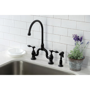 Tudor KS7790TALBS Deck Mount Bridge Kitchen Faucet, Matte Black