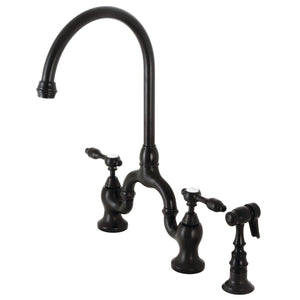 Tudor KS7790TALBS Deck Mount Bridge Kitchen Faucet, Matte Black