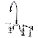 Heirloom KS7791BALBS Two-Handle 3-Hole Deck Mount Bridge Kitchen Faucet with Brass Sprayer, Polished Chrome