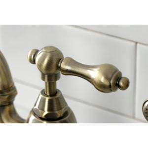 English Country KS7793ALBS Deck Mount Bridge Kitchen Faucet with Brass Sprayer, Antique Brass