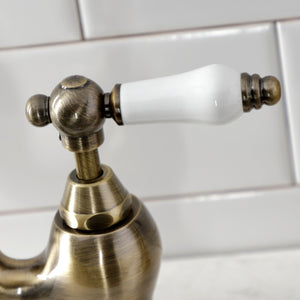 English Country KS7793PLBS Two-Handle 3-Hole Deck Mount Bridge Kitchen Faucet with Brass Sprayer, Antique Brass
