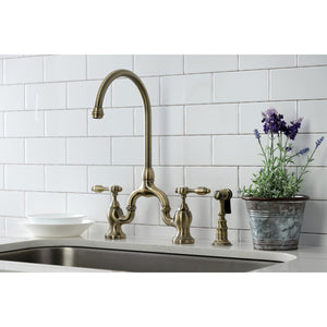 Tudor KS7793TALBS Deck Mount Bridge Kitchen Faucet, Antique Brass