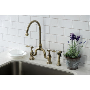 Tudor KS7793TALBS Deck Mount Bridge Kitchen Faucet, Antique Brass