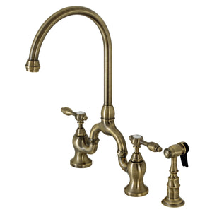 Tudor KS7793TALBS Deck Mount Bridge Kitchen Faucet, Antique Brass