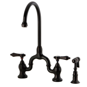 Heirloom KS7795BALBS Two-Handle 3-Hole Deck Mount Bridge Kitchen Faucet with Brass Sprayer, Oil Rubbed Bronze