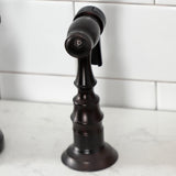 English Country KS7795PXBS Two-Handle 3-Hole Deck Mount Bridge Kitchen Faucet with Brass Sprayer, Oil Rubbed Bronze