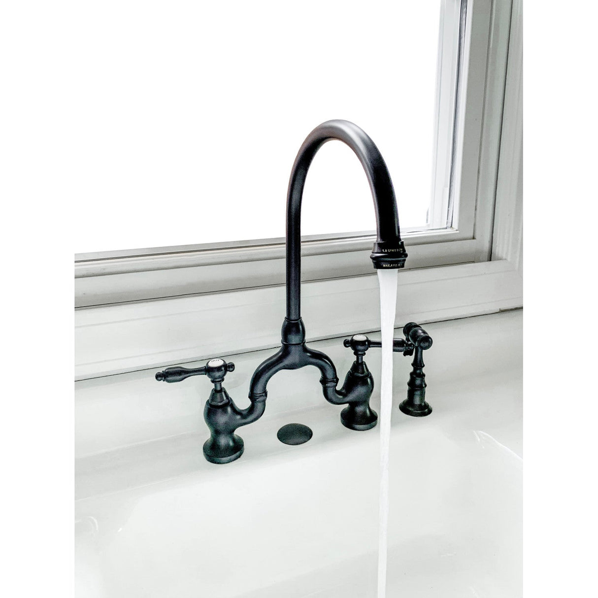 Tudor KS7795TALBS Two-Handle 3-Hole Deck Mount Bridge Kitchen Faucet with Brass Sprayer, Oil Rubbed Bronze