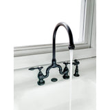 Tudor KS7795TALBS Two-Handle 3-Hole Deck Mount Bridge Kitchen Faucet with Brass Sprayer, Oil Rubbed Bronze