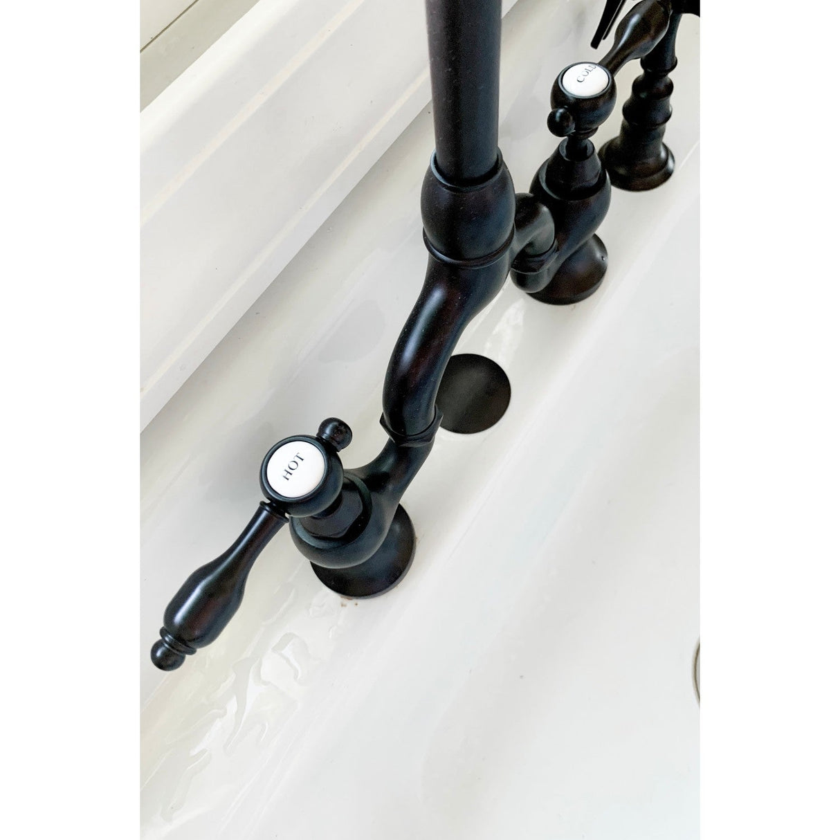 Tudor KS7795TALBS Two-Handle 3-Hole Deck Mount Bridge Kitchen Faucet with Brass Sprayer, Oil Rubbed Bronze