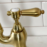 Heirloom KS7797BALBS Two-Handle 3-Hole Deck Mount Bridge Kitchen Faucet with Brass Sprayer, Brushed Brass