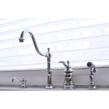 Templeton KS7801TPLBS Single-Handle 3-Hole Deck Mount Widespread Kitchen Faucet with Brass Sprayer, Polished Chrome