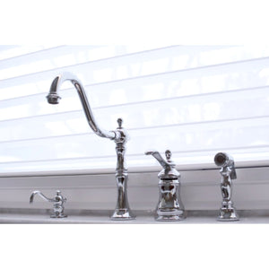 Templeton KS7801TPLBS Single-Handle 3-Hole Deck Mount Widespread Kitchen Faucet with Brass Sprayer, Polished Chrome