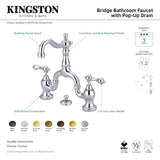 English Country KS7970AL Two-Handle 3-Hole Deck Mount Bridge Bathroom Faucet with Brass Pop-Up, Matte Black