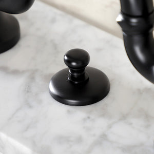 English Country KS7970PL Two-Handle 3-Hole Deck Mount Bridge Bathroom Faucet with Brass Pop-Up, Matte Black