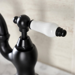 English Country KS7970PL Two-Handle 3-Hole Deck Mount Bridge Bathroom Faucet with Brass Pop-Up, Matte Black