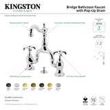 French Country KS7970TX Two-Handle 3-Hole Deck Mount Bridge Bathroom Faucet with Brass Pop-Up, Matte Black