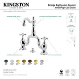 English Country KS7971AX Two-Handle 3-Hole Deck Mount Bridge Bathroom Faucet with Brass Pop-Up, Polished Chrome