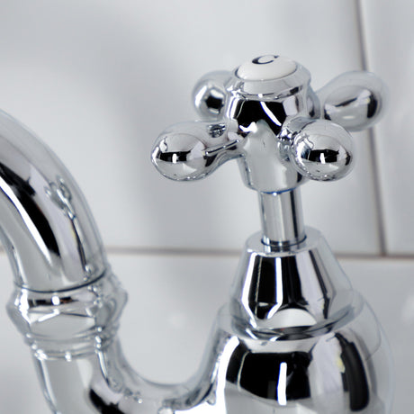 English Country KS7971AX Two-Handle 3-Hole Deck Mount Bridge Bathroom Faucet with Brass Pop-Up, Polished Chrome