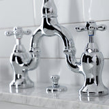 English Country KS7971AX Two-Handle 3-Hole Deck Mount Bridge Bathroom Faucet with Brass Pop-Up, Polished Chrome