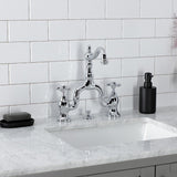 English Country KS7971AX Two-Handle 3-Hole Deck Mount Bridge Bathroom Faucet with Brass Pop-Up, Polished Chrome