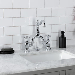 English Country KS7971AX Two-Handle 3-Hole Deck Mount Bridge Bathroom Faucet with Brass Pop-Up, Polished Chrome