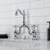 English Country KS7971AX Two-Handle 3-Hole Deck Mount Bridge Bathroom Faucet with Brass Pop-Up, Polished Chrome