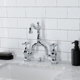 English Country KS7971AX Two-Handle 3-Hole Deck Mount Bridge Bathroom Faucet with Brass Pop-Up, Polished Chrome