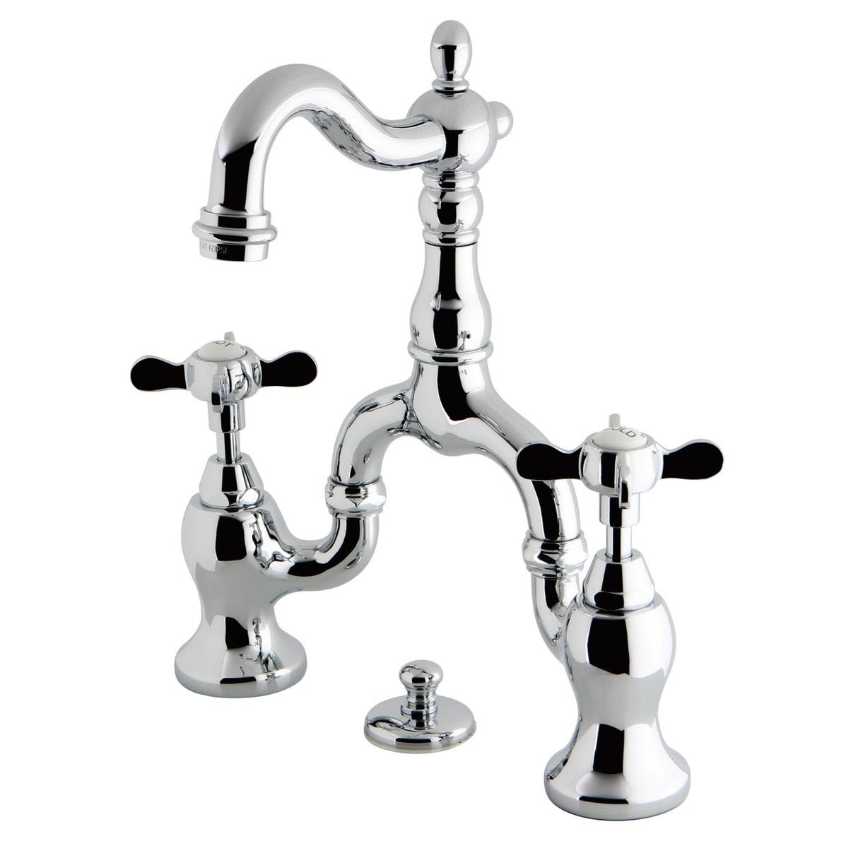 Essex KS7971BEX Two-Handle 3-Hole Deck Mount Bridge Bathroom Faucet with Brass Pop-Up, Polished Chrome