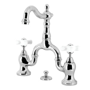 English Country KS7971PX Two-Handle 3-Hole Deck Mount Bridge Bathroom Faucet with Brass Pop-Up, Polished Chrome