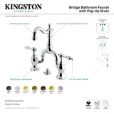 Tudor KS7971TAL Two-Handle 3-Hole Deck Mount Bridge Bathroom Faucet with Brass Pop-Up, Polished Chrome