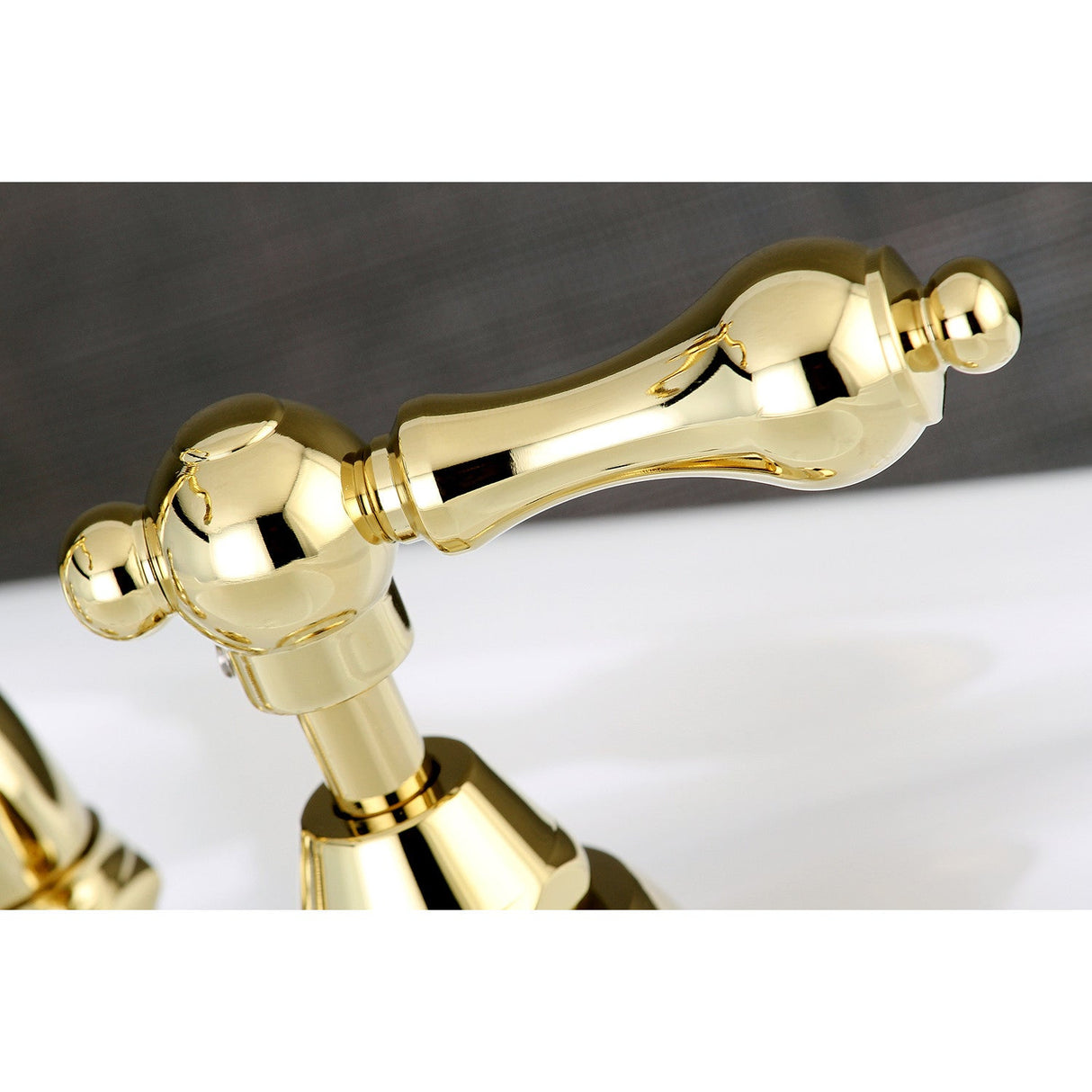English Country KS7972AL Two-Handle 3-Hole Deck Mount Bridge Bathroom Faucet with Brass Pop-Up, Polished Brass