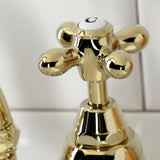 English Country KS7972AX Two-Handle 3-Hole Deck Mount Bridge Bathroom Faucet with Brass Pop-Up, Polished Brass