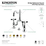 Essex KS7972BEX Two-Handle 3-Hole Deck Mount Bridge Bathroom Faucet with Brass Pop-Up, Polished Brass