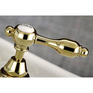 Tudor KS7972TAL Two-Handle 3-Hole Deck Mount Bridge Bathroom Faucet with Brass Pop-Up, Polished Brass
