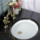 Tudor KS7972TAL Two-Handle 3-Hole Deck Mount Bridge Bathroom Faucet with Brass Pop-Up, Polished Brass