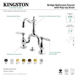 Bel-Air KS7973BPL Two-Handle 3-Hole Deck Mount Bridge Bathroom Faucet with Brass Pop-Up, Antique Brass
