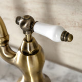 English Country KS7973PL Two-Handle 3-Hole Deck Mount Bridge Bathroom Faucet with Brass Pop-Up, Antique Brass