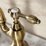 Tudor KS7973TAL Two-Handle 3-Hole Deck Mount Bridge Bathroom Faucet with Brass Pop-Up, Antique Brass