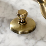 French Country KS7973TX Two-Handle 3-Hole Deck Mount Bridge Bathroom Faucet with Brass Pop-Up, Antique Brass